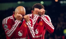 Bryan Mbeumo merayakan gol Manchester United saat menghadapi Leeds United di Elland Road dalam pertandingan Premier League
