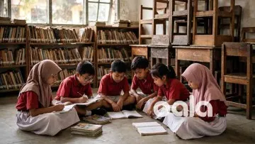 siswa SDN Surabaya belajar lesehan