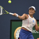 Janice Tjen memukul forehand saat bertanding