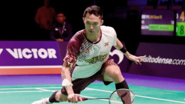Jonatan Christie saat bertanding bulu tangkis