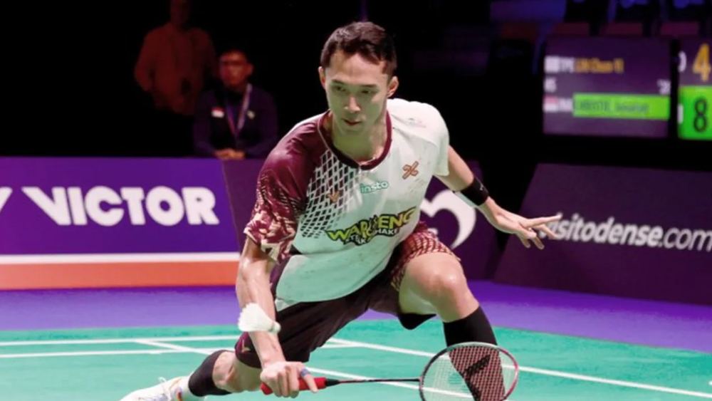 Jonatan Christie saat bertanding bulu tangkis
