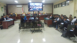 Suasana sidang dugaan korupsi ijon Pokir DPRD Magetan di Pengadilan Tipikor Surabaya.
