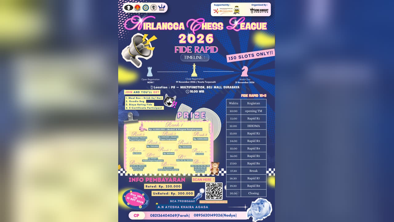Poster Airlangga Chess League FIDE Rapid 2026 di BG Junction Surabaya